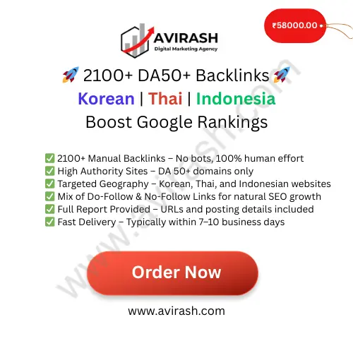🚀 2100+ DA50+ Backlinks – Korean | Thai | Indo – Rank #1 on Google!